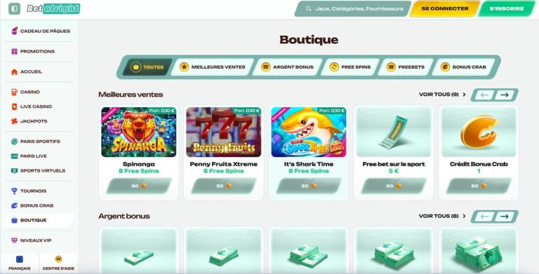 Betalright Casino boutique