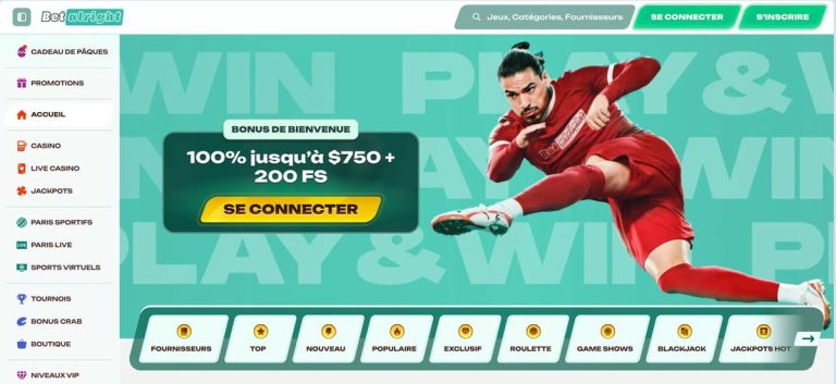 Betalright Casino page accueil