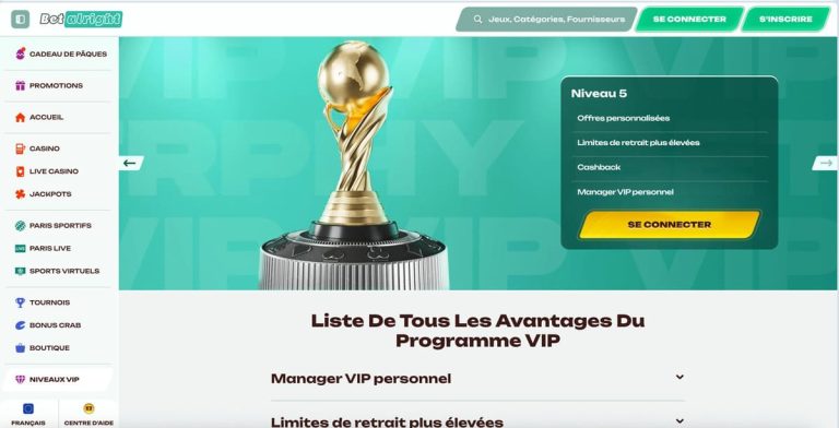 Betalright Casino programme VIP