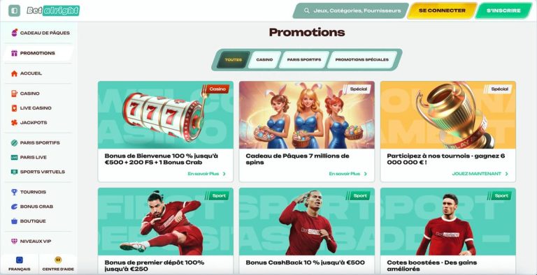 Betalright Casino promotions